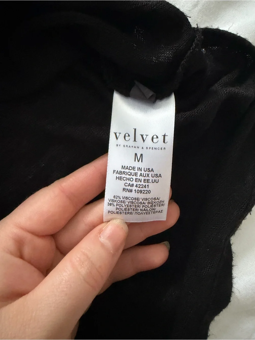 Velvet by Graham & Spencer Black Twist-Front Long Sleeve Top Size Medium NWT
